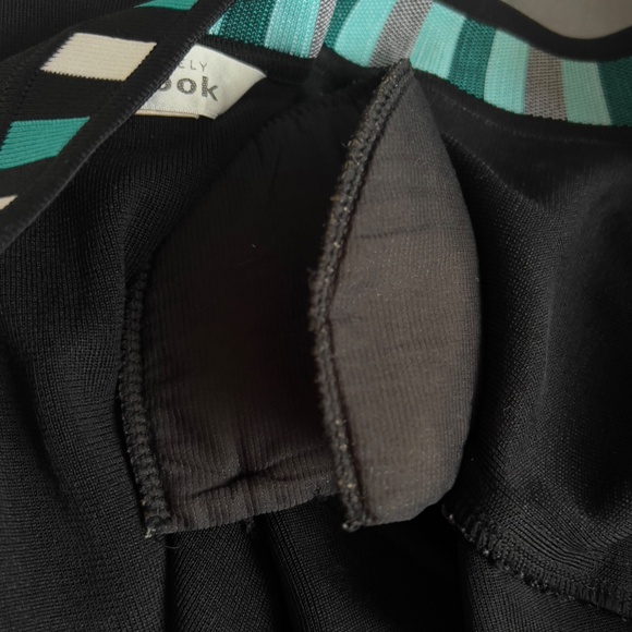 Exclusively Misook open front knit cardigan sweater sz XL black teal white pads - Picture 7 of 7